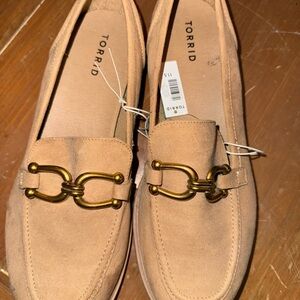 Torrid Beige Loafers with Brass Detail